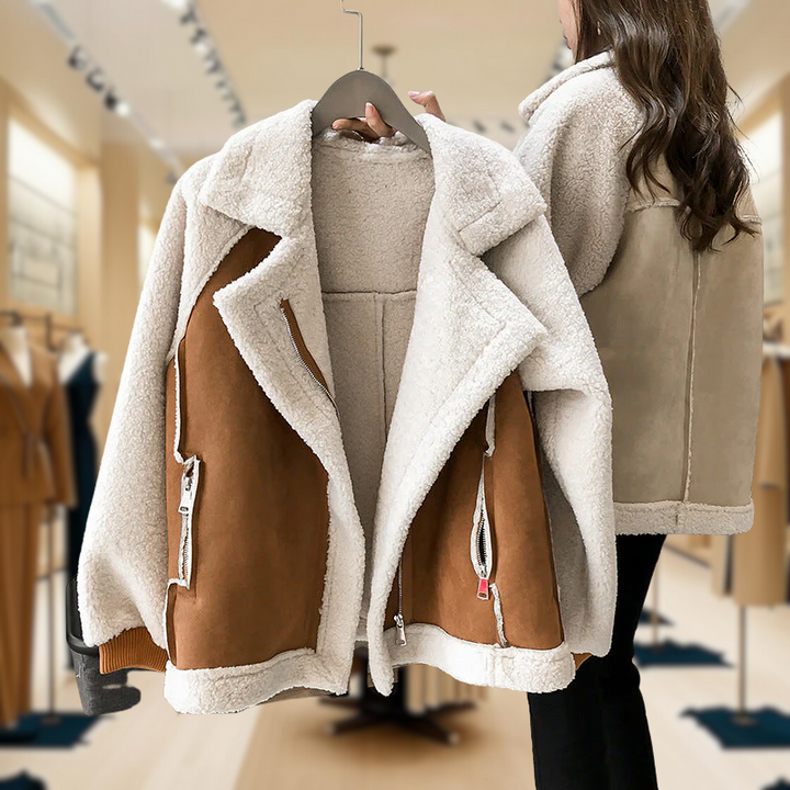 Jessica | Classic Sherpa Trim Fleece Jacket with Zip Front