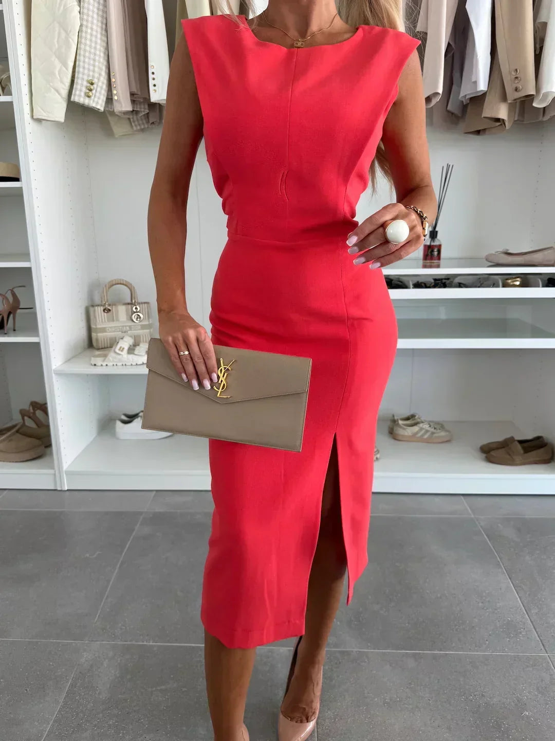 Jessica | Classic Sleeveless Midi Christmas Party Dress