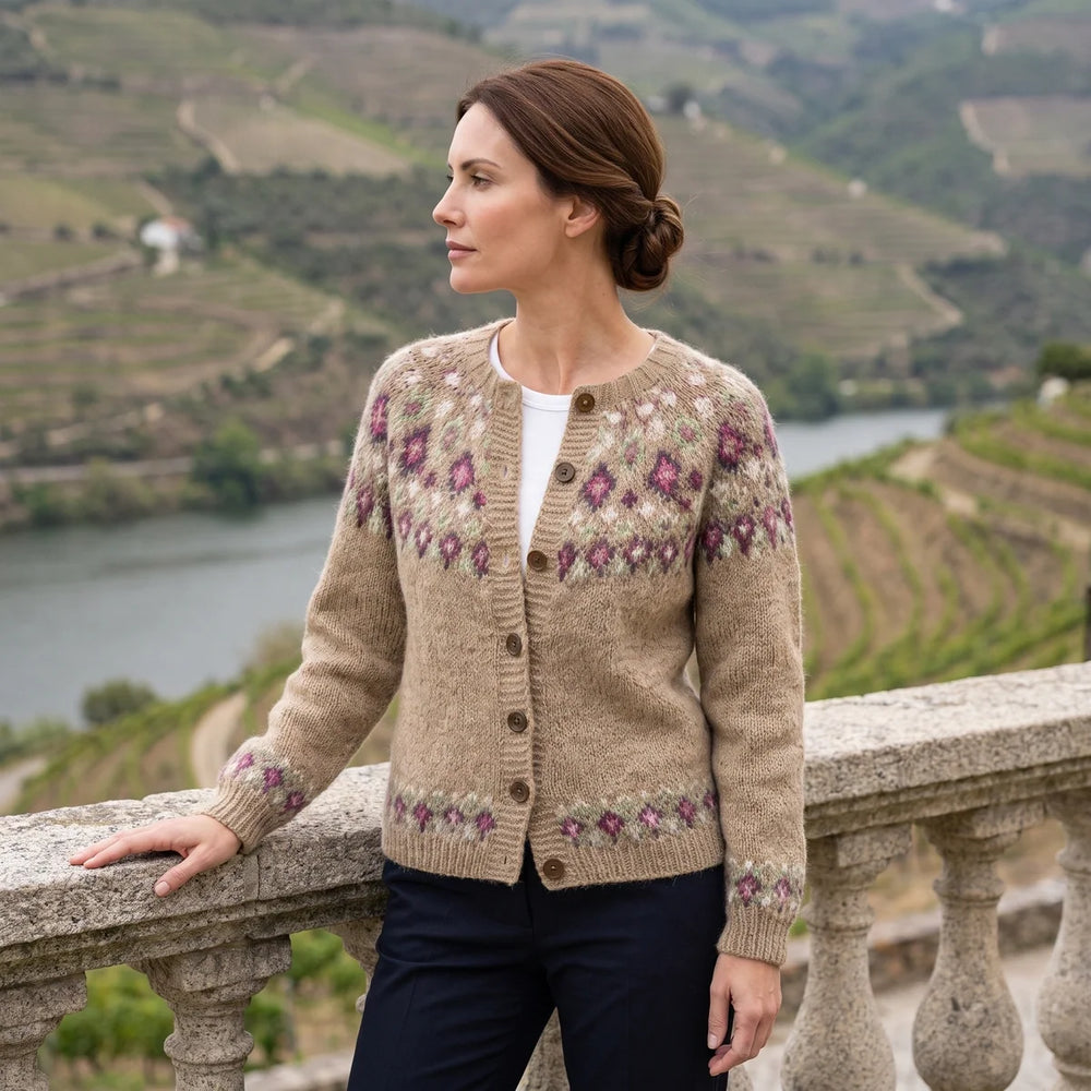 Jessica | Effortless Fair Isle Cardigan Womens Button Front Sweater