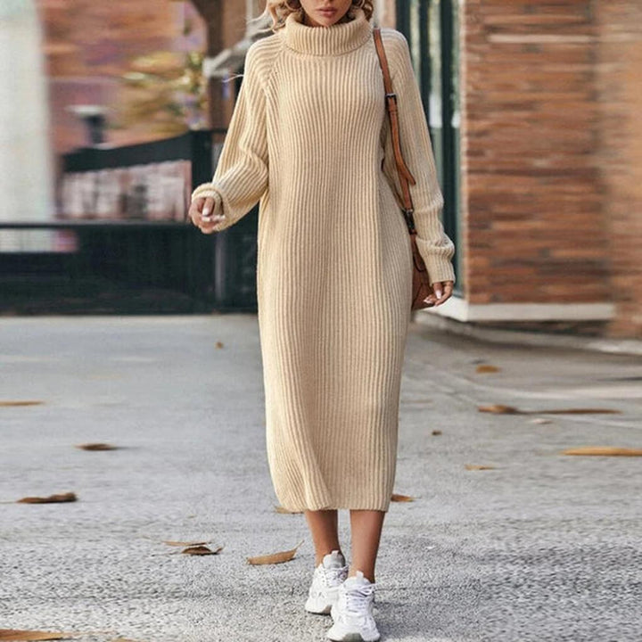 Jessica | Elegant Ribbed Turtleneck Midi Sweater Dress
