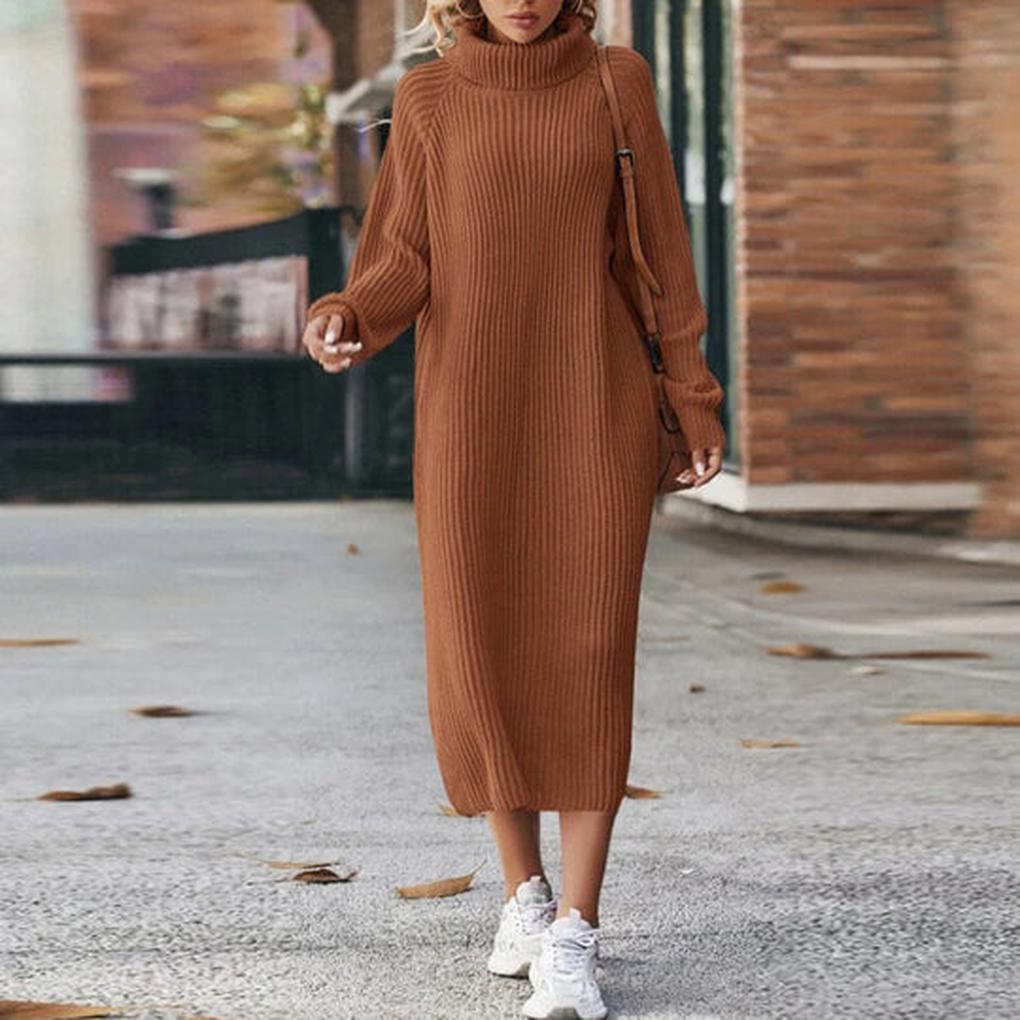 Jessica | Elegant Ribbed Turtleneck Midi Sweater Dress