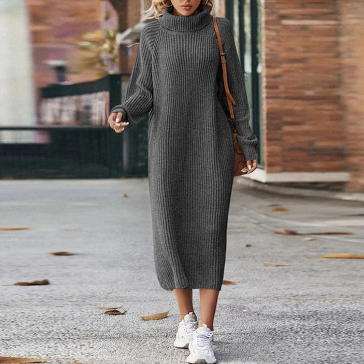 Jessica | Elegant Ribbed Turtleneck Midi Sweater Dress