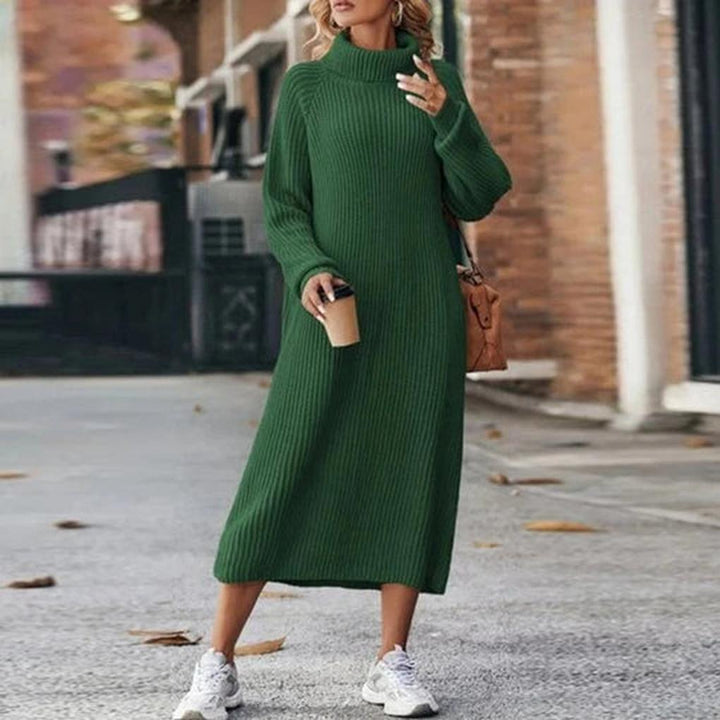 Jessica | Elegant Ribbed Turtleneck Midi Sweater Dress
