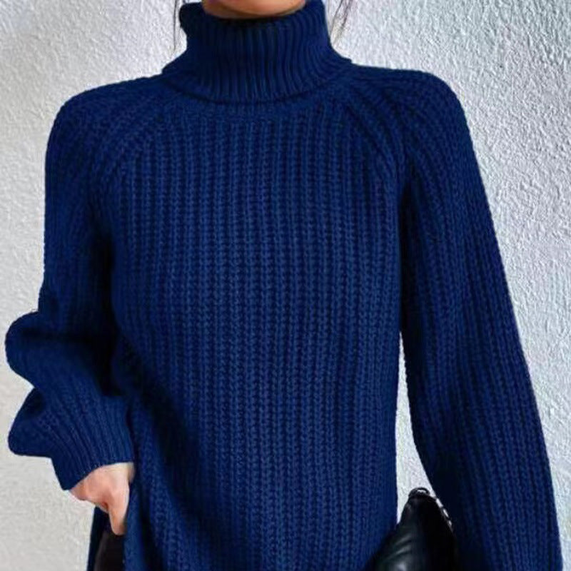 Jessica | Elegant Turtleneck Ribbed Knit Sweater with Raglan Sleeves