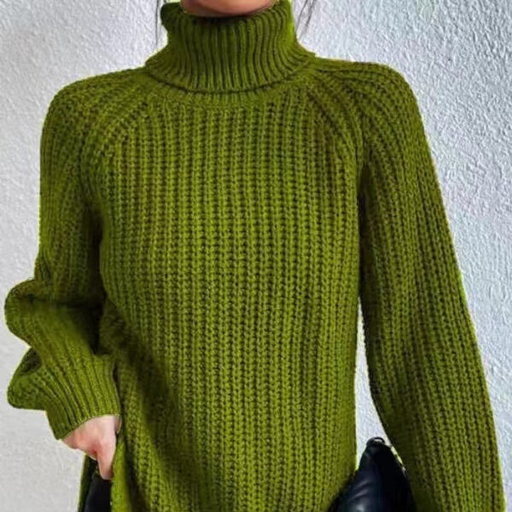 Jessica | Elegant Turtleneck Ribbed Knit Sweater with Raglan Sleeves