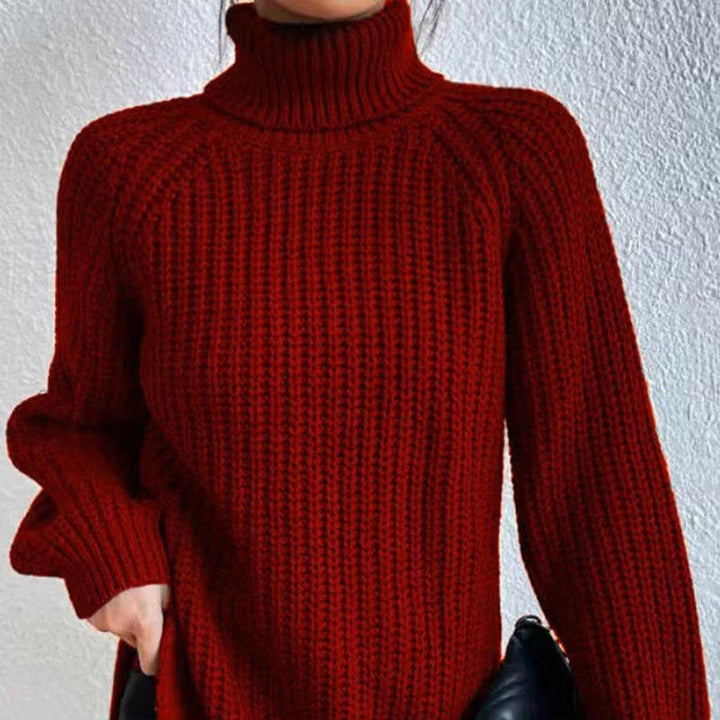 Jessica | Elegant Turtleneck Ribbed Knit Sweater with Raglan Sleeves