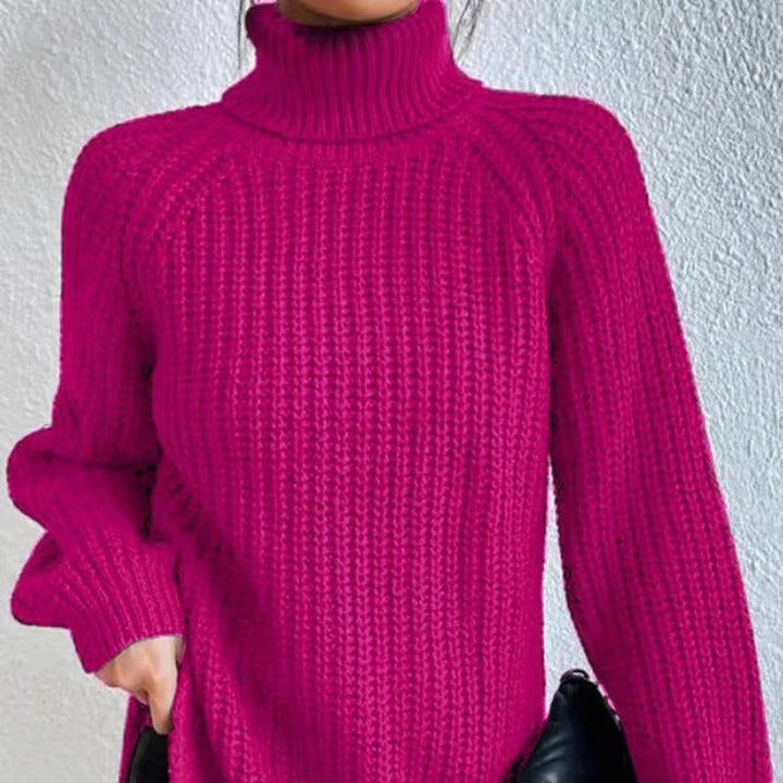 Jessica | Elegant Turtleneck Ribbed Knit Sweater with Raglan Sleeves