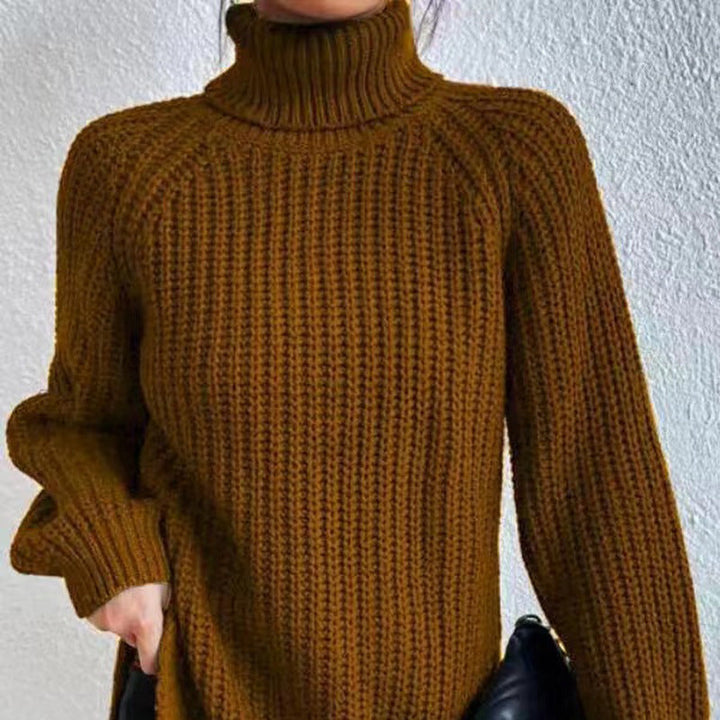 Jessica | Elegant Turtleneck Ribbed Knit Sweater with Raglan Sleeves