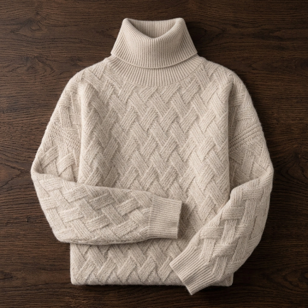 Jessica | Polished Diamond Knit Turtleneck Sweater