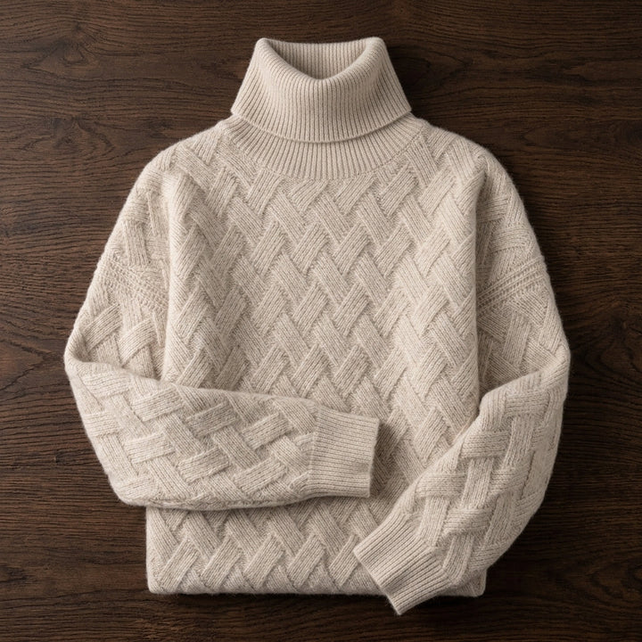 Jessica | Polished Diamond Knit Turtleneck Sweater