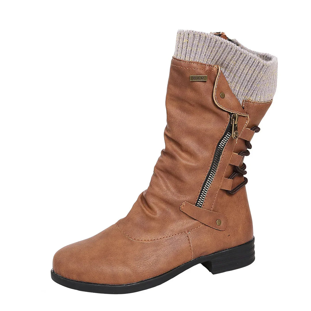 Jessica | Sophisticated Knit-Cuff Side-Zip Winter Boots