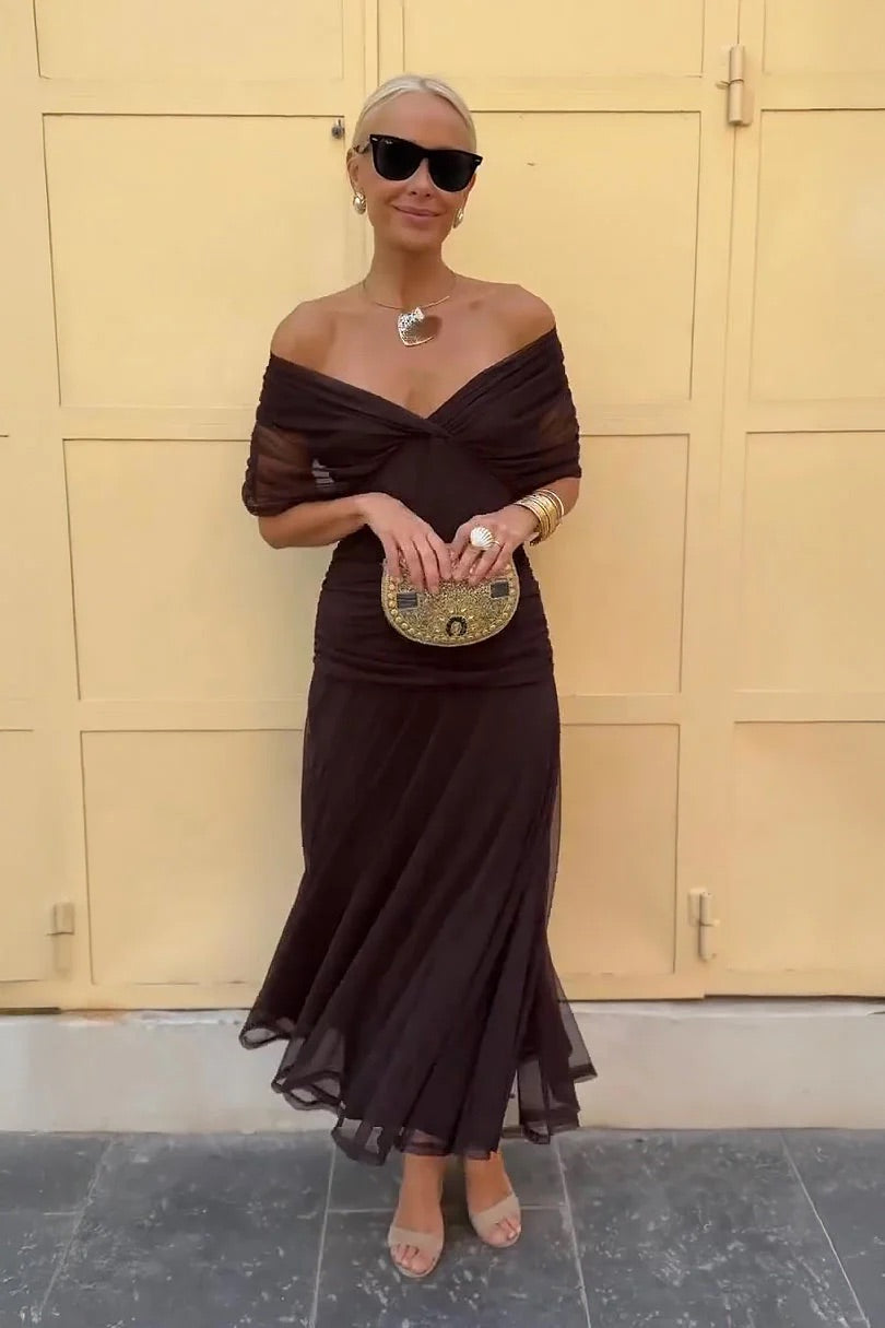 Jessica | Timeless Draped V-Neck Fall Wedding Guest Maxi Dress