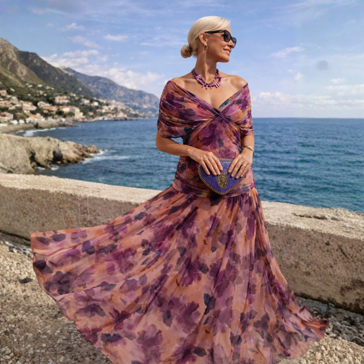 Jessica | Timeless Draped V-Neck Fall Wedding Guest Maxi Dress