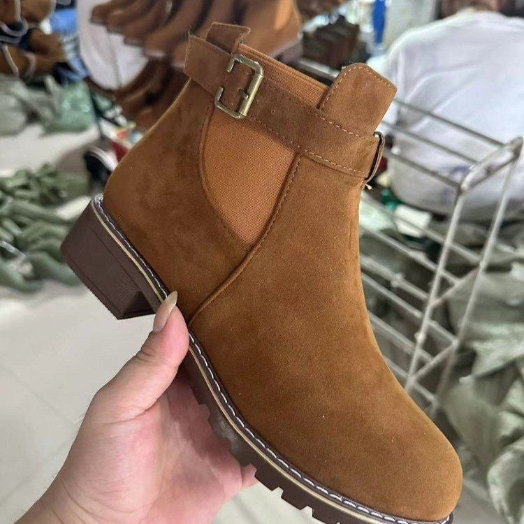 Joan | Elegant Buckle Strap Chelsea Boots with Chunky Sole