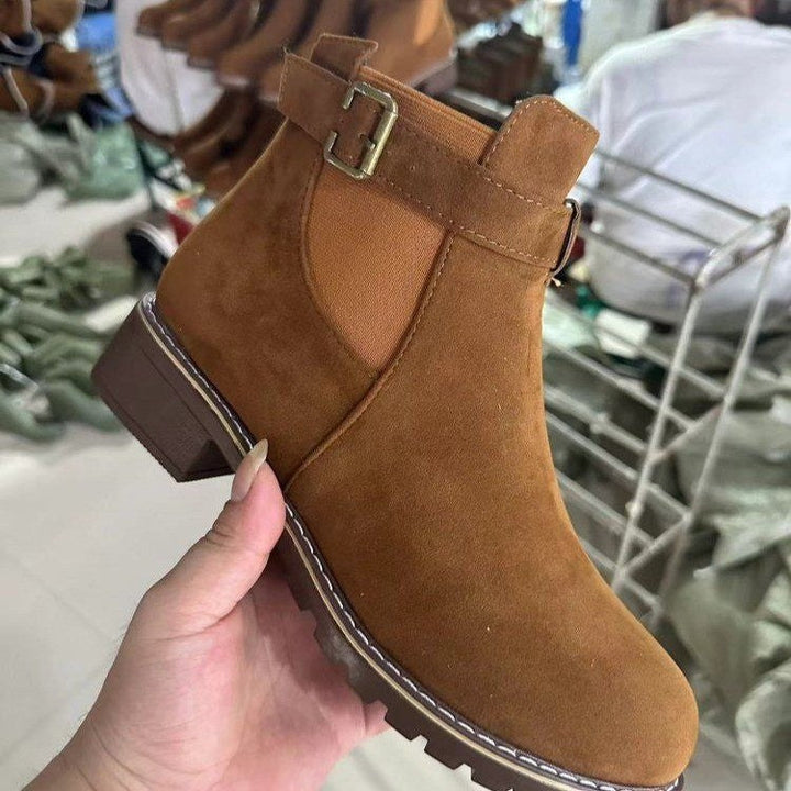 Joan | Elegant Buckle Strap Chelsea Boots with Chunky Sole