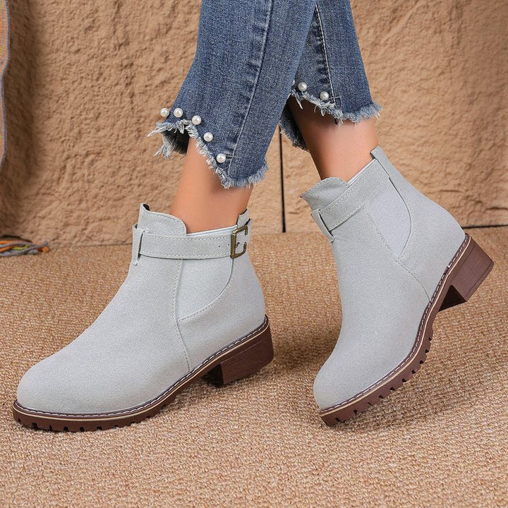 Joan | Elegant Buckle Strap Chelsea Boots with Chunky Sole