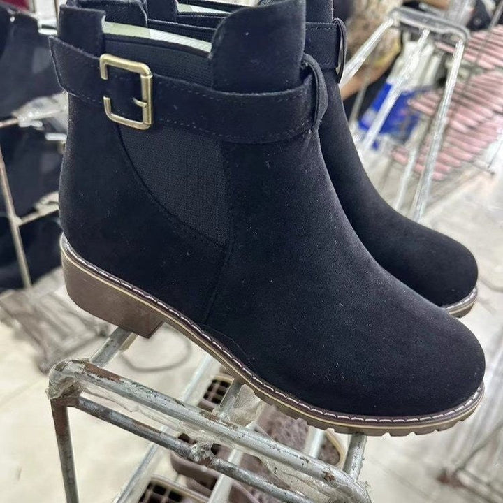 Joan | Elegant Buckle Strap Chelsea Boots with Chunky Sole