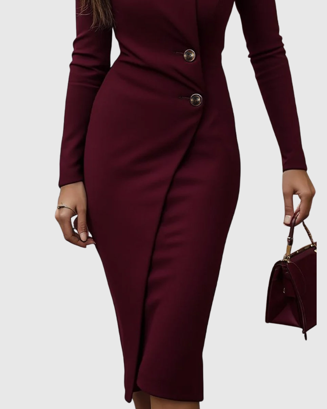 Joan | Refined Wrap V-Neck Bodycon Fall Wedding Guest Dress