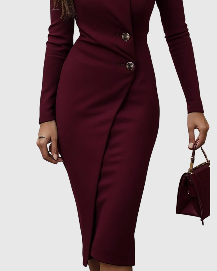 Joan | Refined Wrap V-Neck Bodycon Fall Wedding Guest Dress