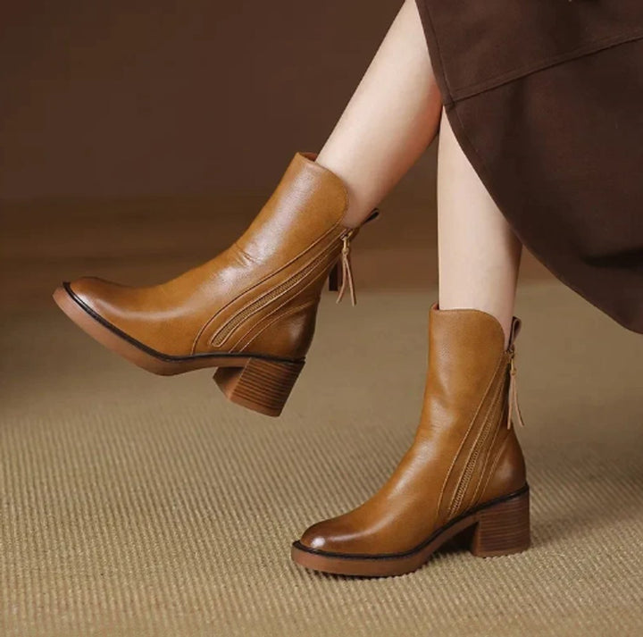 Joan | Sophisticated Side Zip Block Heel Ankle Boots