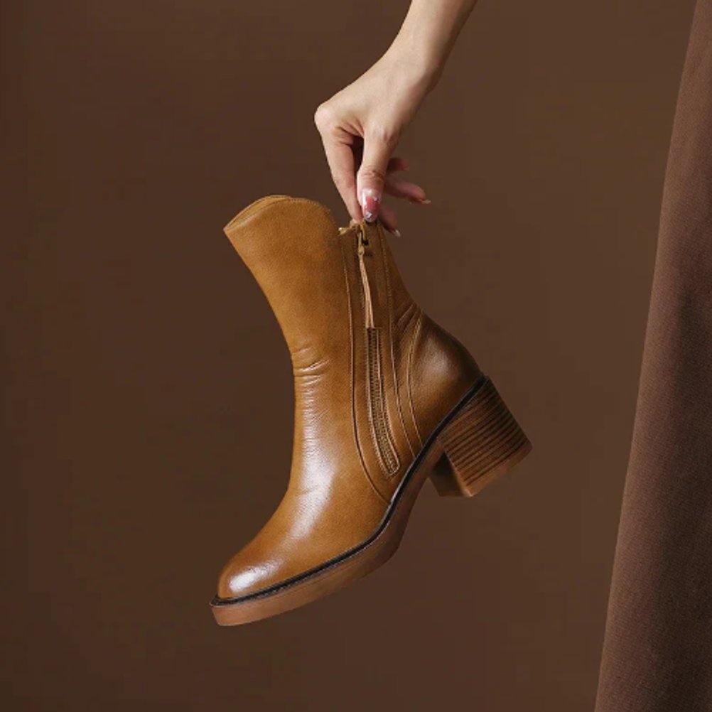 Joan | Sophisticated Side Zip Block Heel Ankle Boots