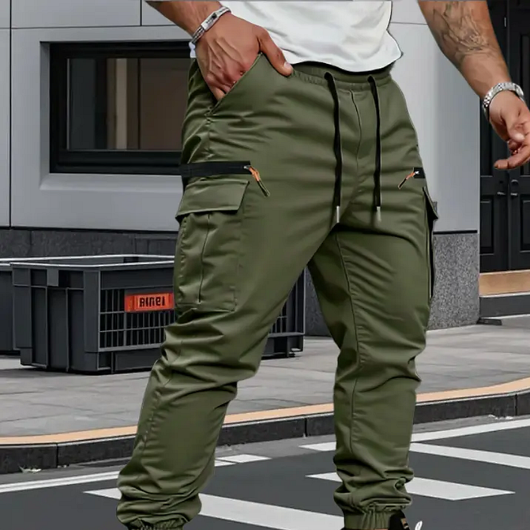 Jonathan | Sophisticated Tapered Cargo Pants with Zip Pockets