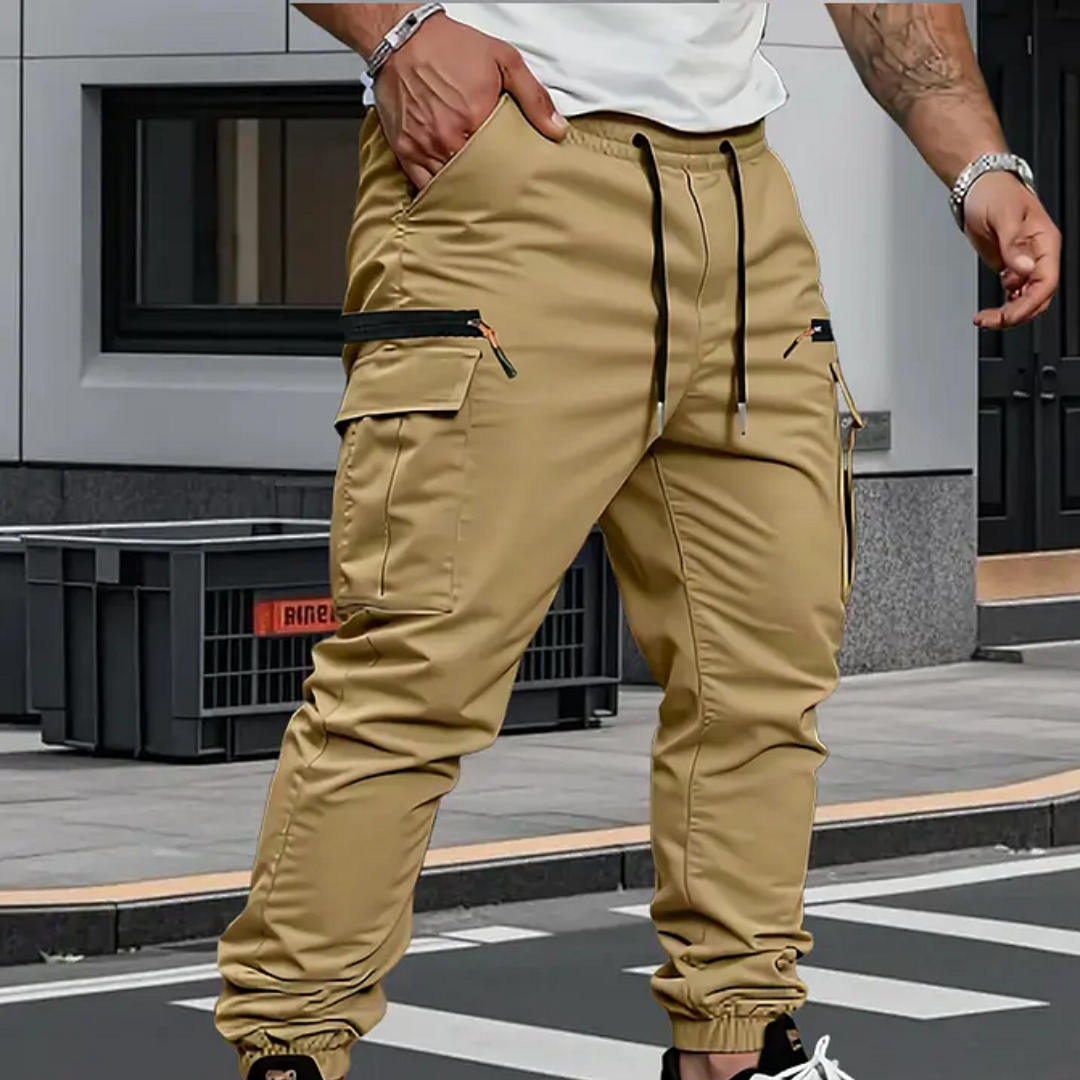 Jonathan | Sophisticated Tapered Cargo Pants with Zip Pockets