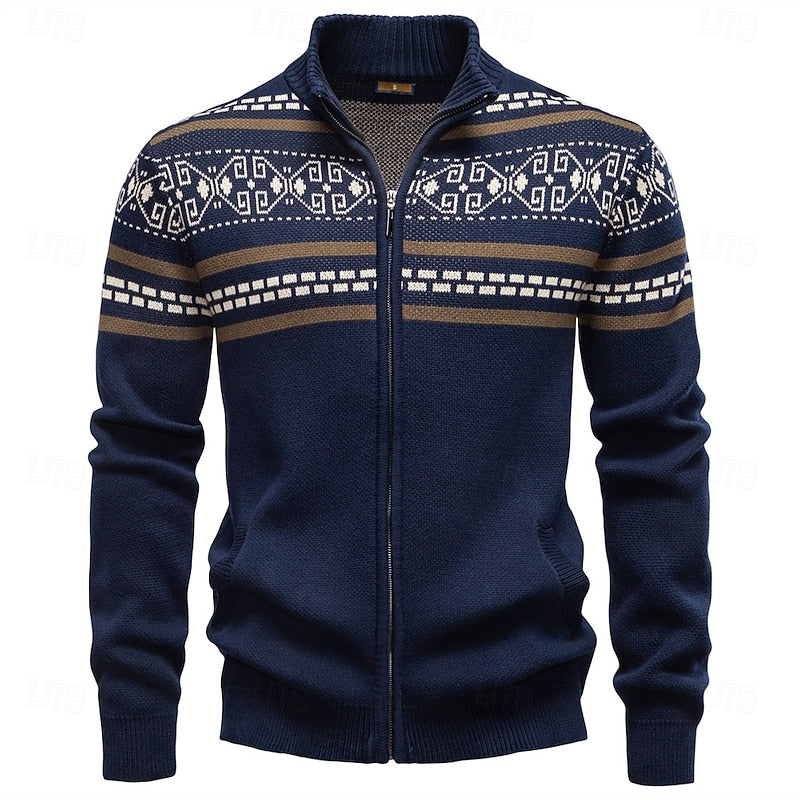 Joshua | Classic Fair Isle Zip-Up Mens Xmas Sweaters