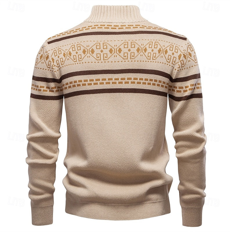 Joshua | Classic Fair Isle Zip-Up Mens Xmas Sweaters