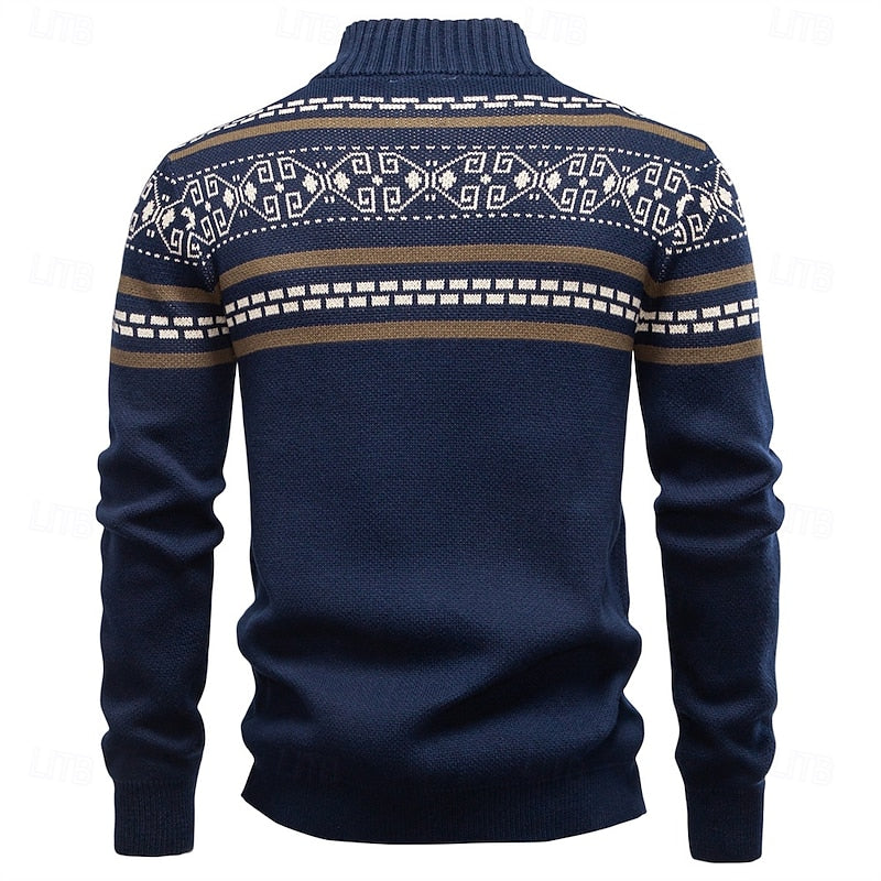 Joshua | Classic Fair Isle Zip-Up Mens Xmas Sweaters