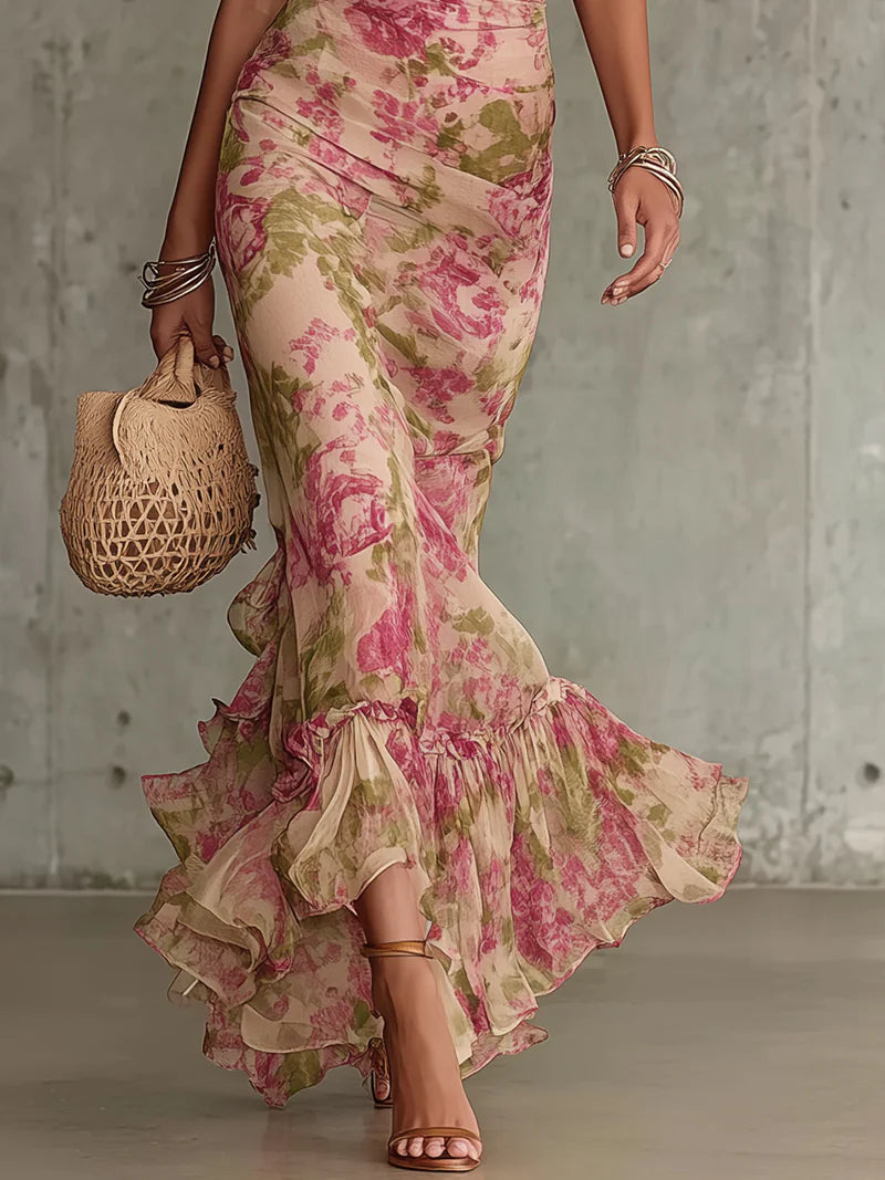 Joyce | Cozy Ruffled Puff Sleeve Fall Wedding Guest Maxi Dress