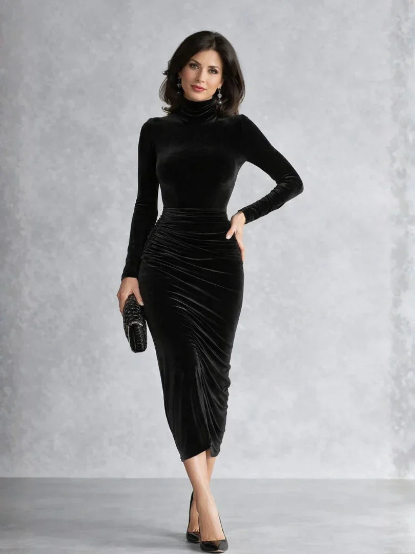 Joyce | Sophisticated Ruched Velvet Holiday Dress