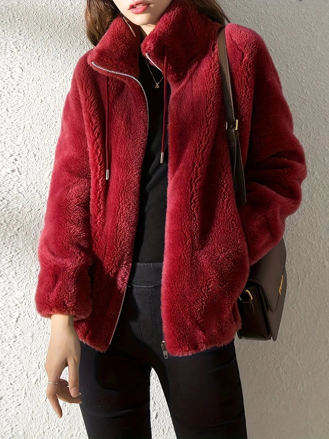 Joyce | Stylish Plush Fleece Jacket with High Neck Collar