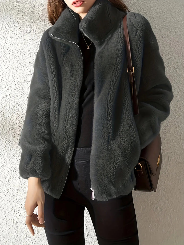 Joyce | Stylish Plush Fleece Jacket with High Neck Collar
