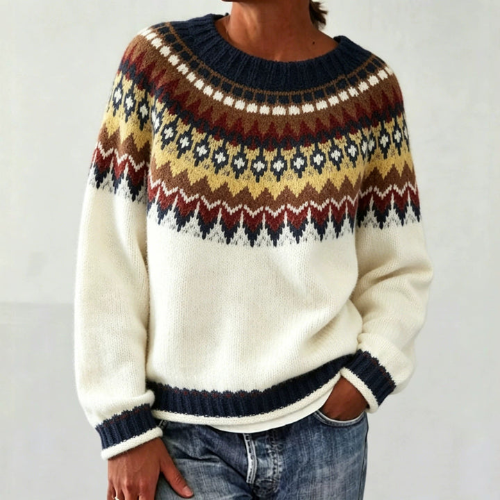 Judith | Chic Fair Isle Jacquard Crew Neck Sweater