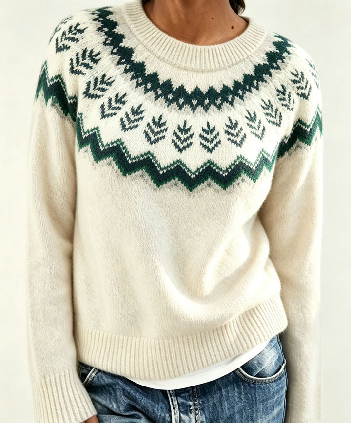 Judith | Chic Fair Isle Jacquard Crew Neck Sweater