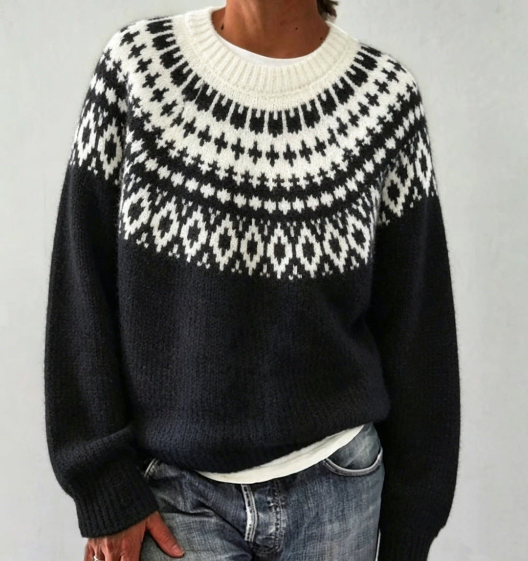 Judith | Chic Fair Isle Jacquard Crew Neck Sweater