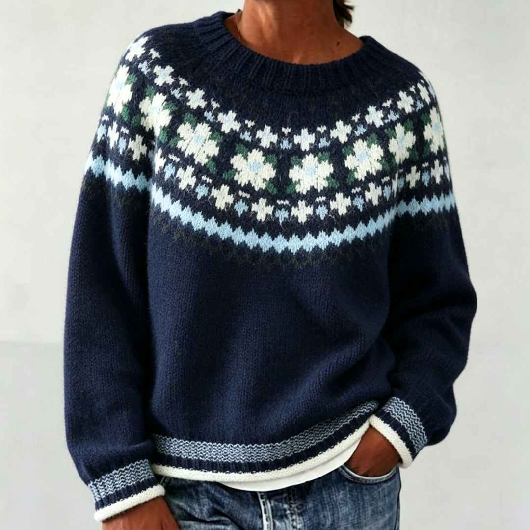 Judith | Chic Fair Isle Jacquard Crew Neck Sweater