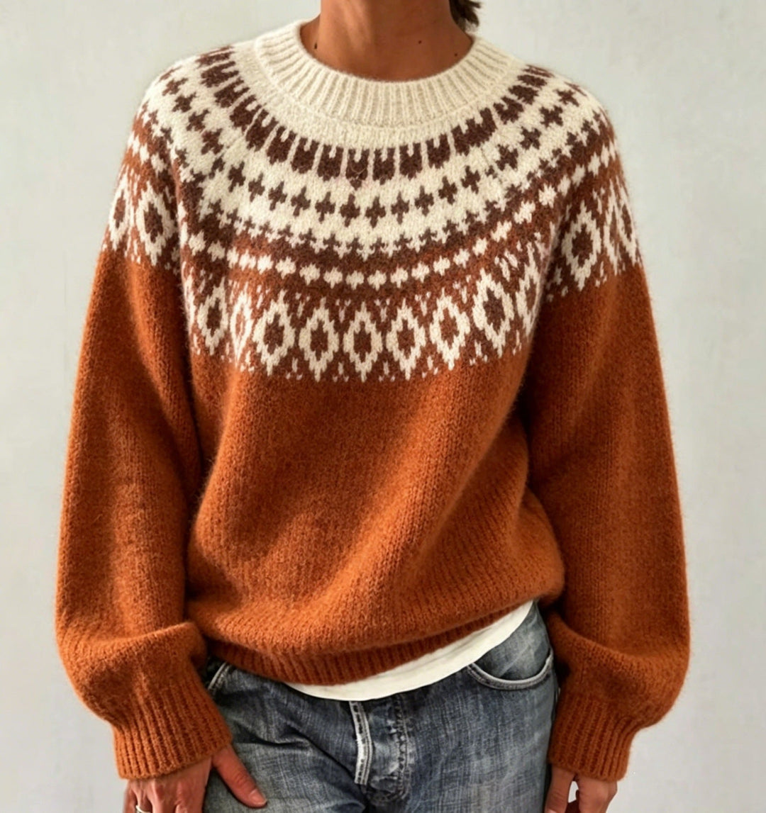 Judith | Chic Fair Isle Jacquard Crew Neck Sweater