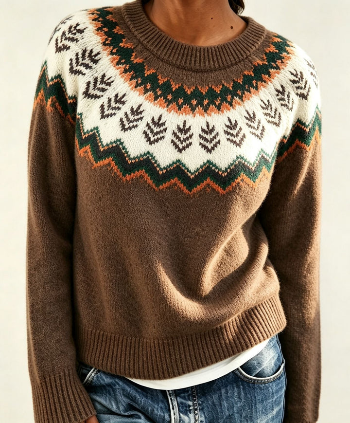Judith | Chic Fair Isle Jacquard Crew Neck Sweater