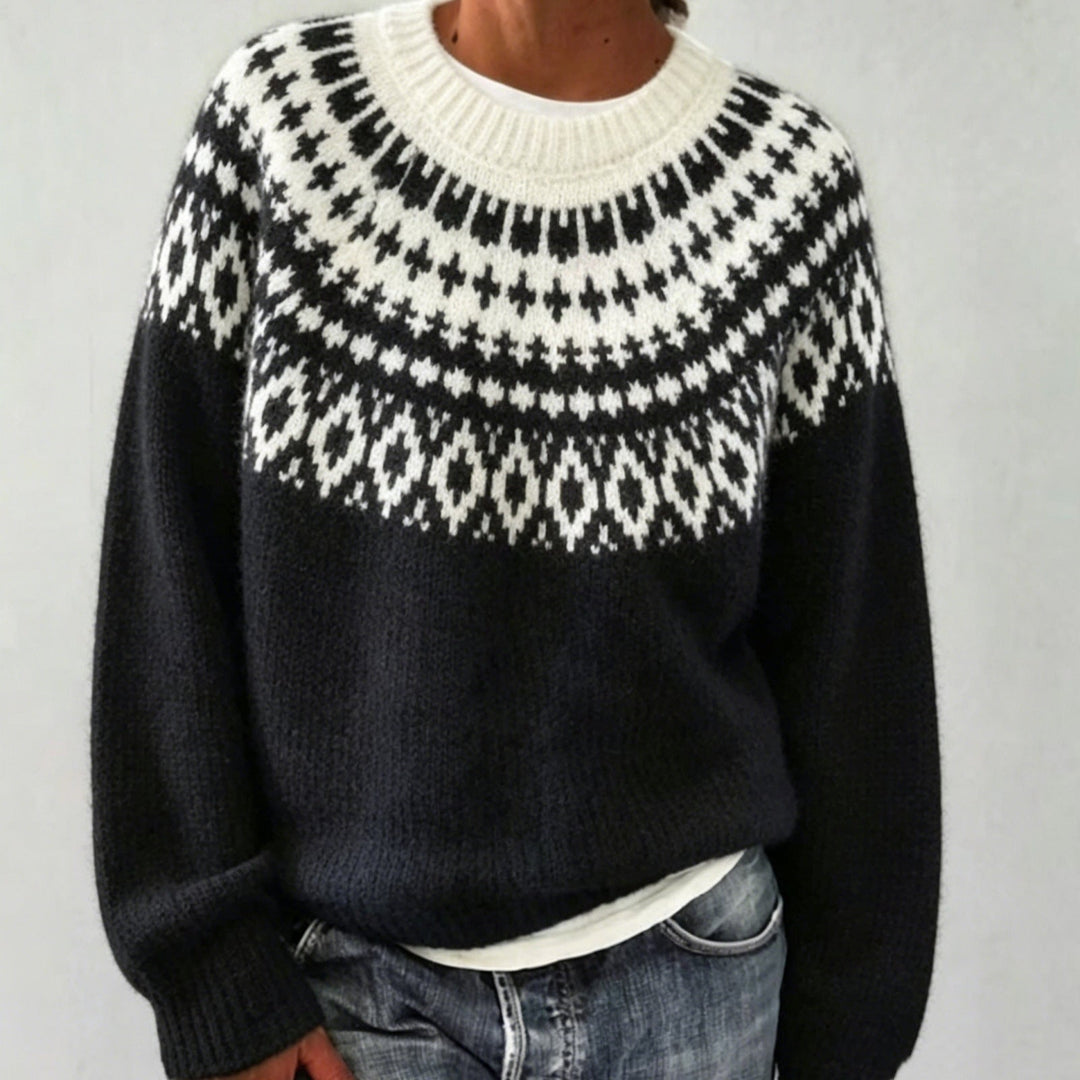 Judith | Chic Fair Isle Jacquard Crew Neck Sweater