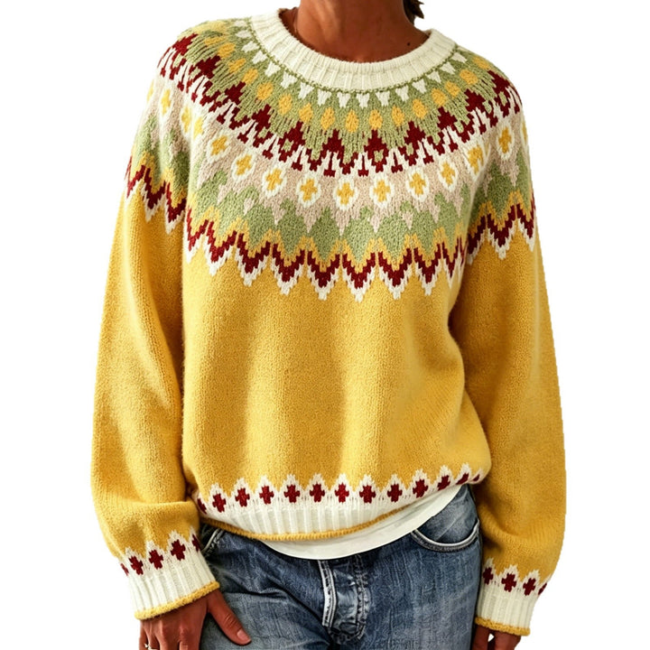 Judith | Chic Fair Isle Jacquard Crew Neck Sweater