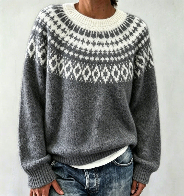 Judith | Chic Fair Isle Jacquard Crew Neck Sweater