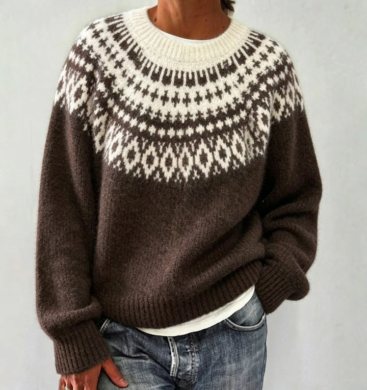 Judith | Chic Fair Isle Jacquard Crew Neck Sweater