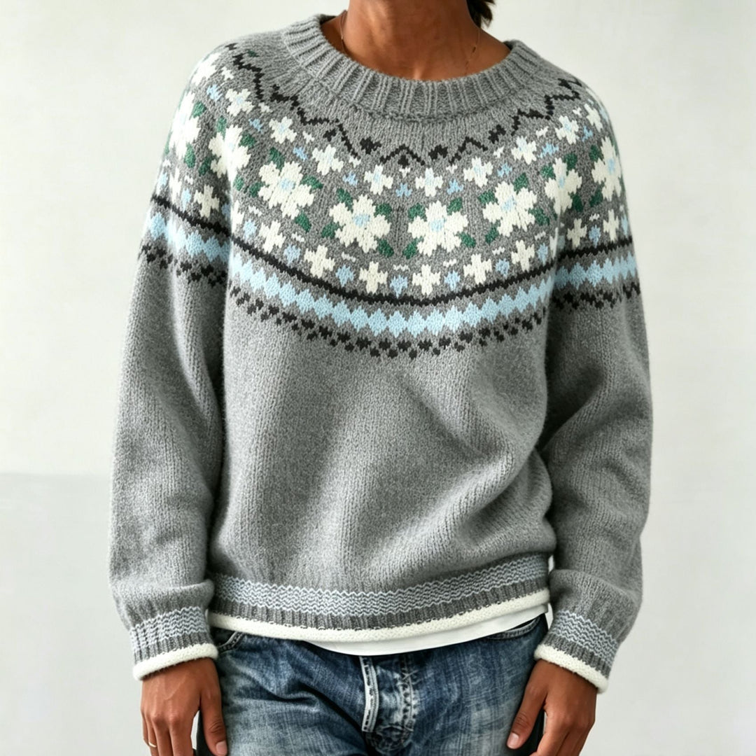 Judith | Chic Fair Isle Jacquard Crew Neck Sweater