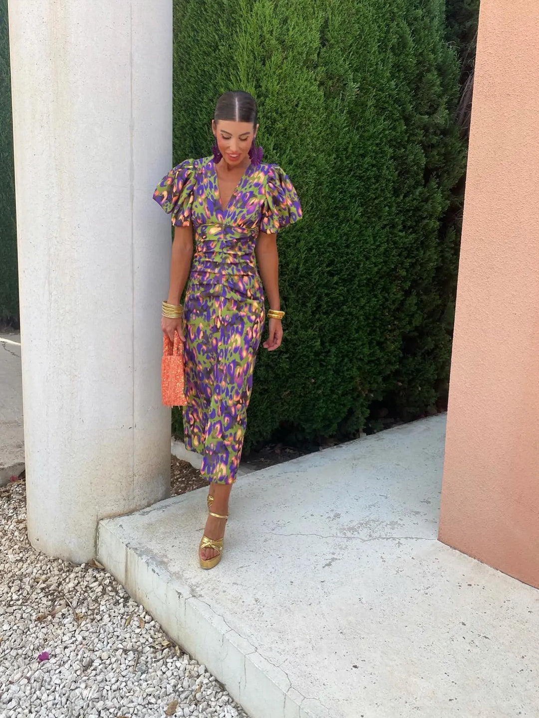 Judith | Classic Puff Sleeve Fall Wedding Guest Midi Dress