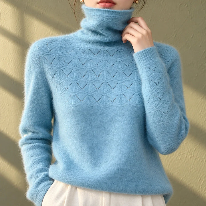 Judith | Elegant Pointelle Knit Turtleneck Sweater