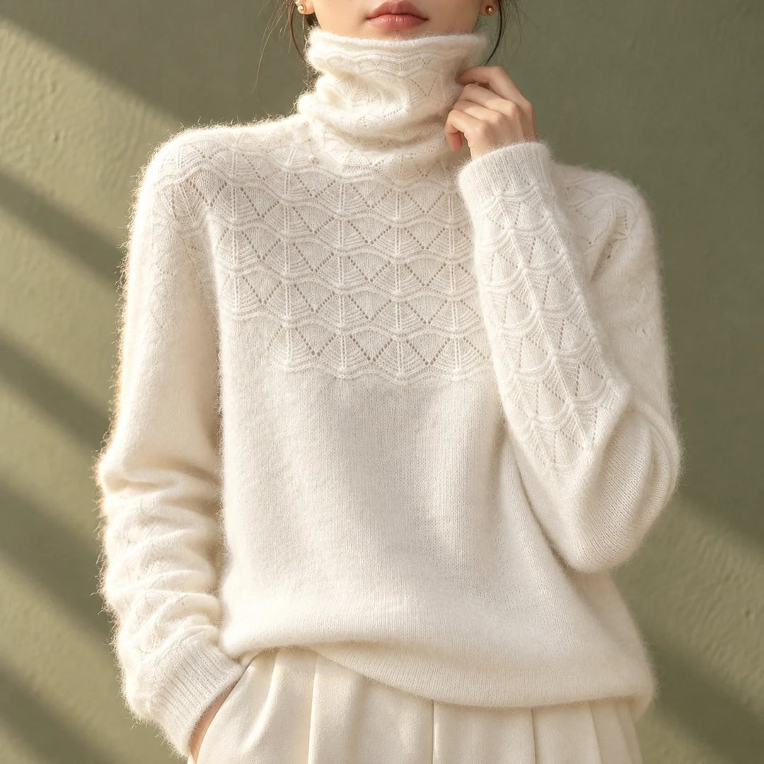 Judith | Elegant Pointelle Knit Turtleneck Sweater