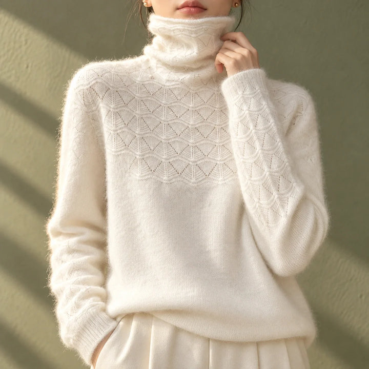 Judith | Elegant Pointelle Knit Turtleneck Sweater