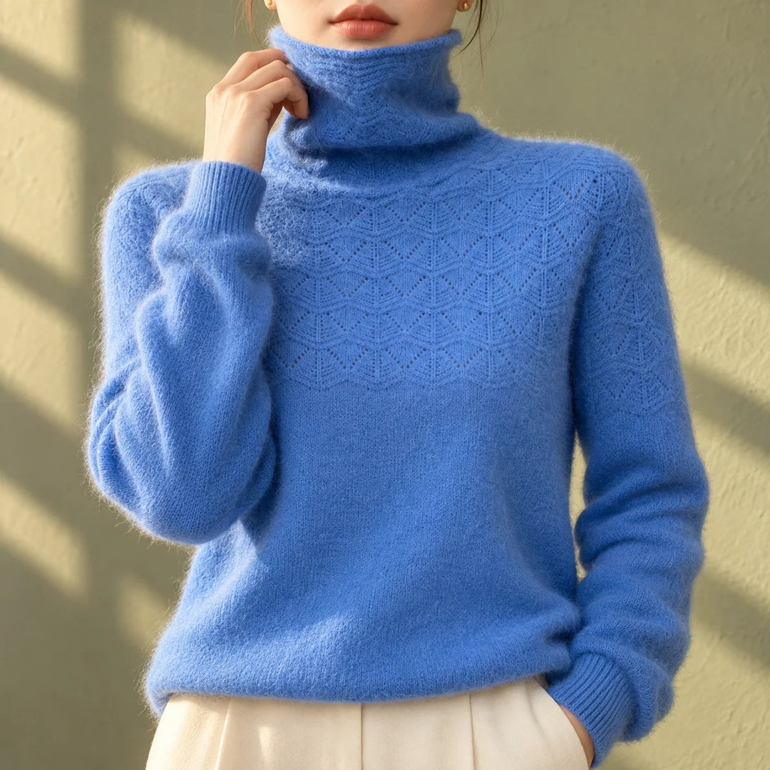 Judith | Elegant Pointelle Knit Turtleneck Sweater